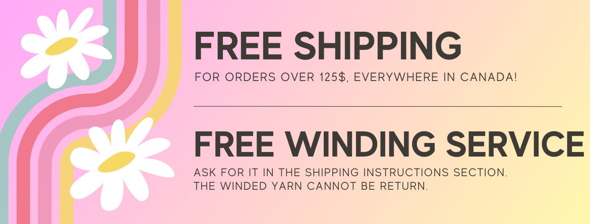 Free shipping for orders over 125$. Free winding service
